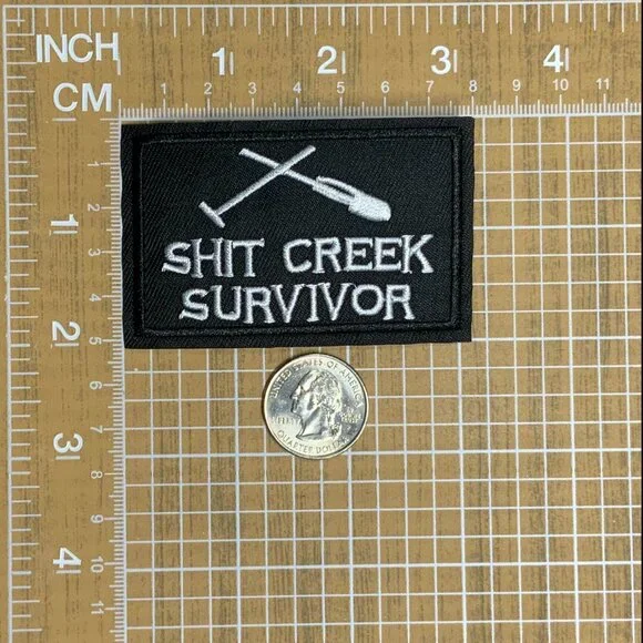 Shit Creek Survivor Paddle Embroidered Patch Military Biker Morale - Picture 2 of 2